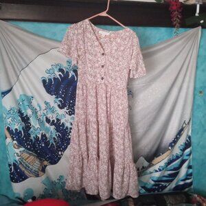 Light Pink Midi Floral Dress